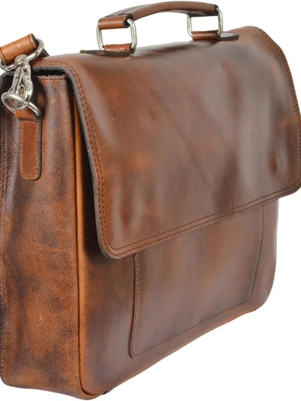 Handcrafted Full Grain Leather Briefcase for Men, Fits 15.6